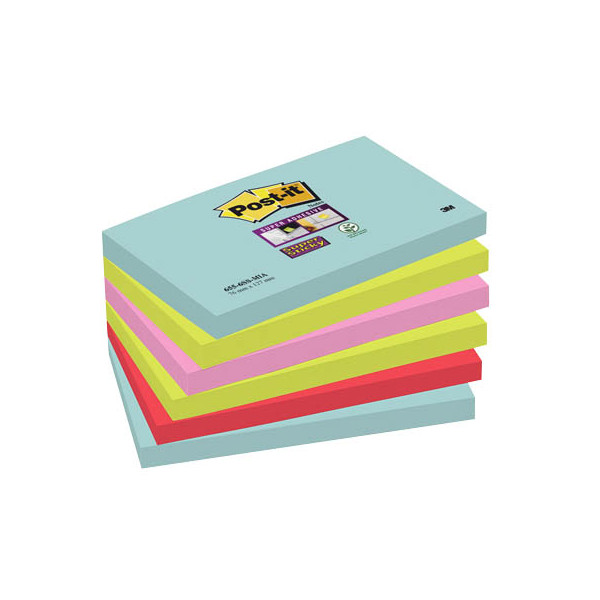 0076308871673 - Haftnotizen 6556SMI Super Sticky Miami 76x127mm türkis neongrün neonpink rot quadratisch 0076308871673 6 Stück