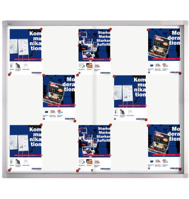 Schaukasten PRO SK61 15 x A4 Schiebetür Metallrückwand weiß, silber magnetisch