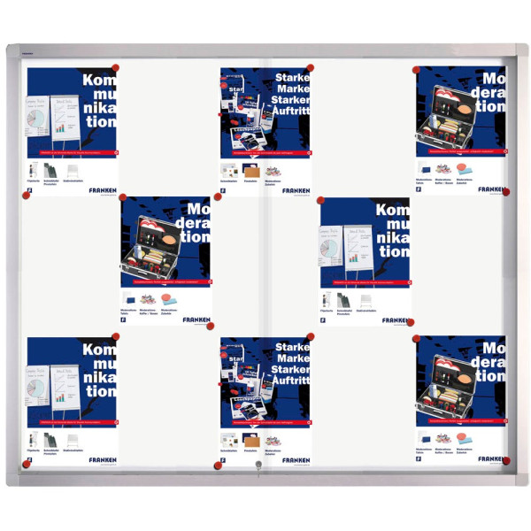 4016946201995 - Schaukasten PRO SK61 15 x A4 Schiebetür Metallrückwand weiß silber magnetisch 4016946201995 Franken