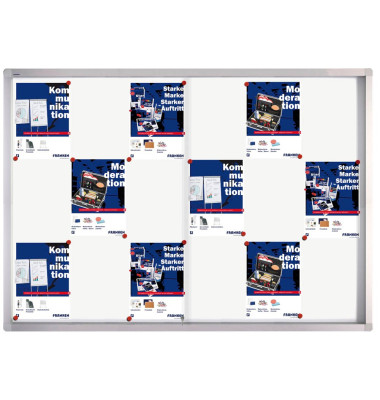 Schaukasten PRO SK6118 x A4 Schiebetür Metallrückwand weiß, silber magnetisch