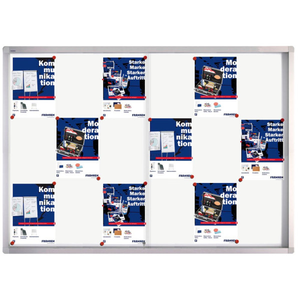 4016946201742 - Schaukasten PRO SK61 18 x A4 Schiebetür Metallrückwand weiß silber magnetisch 4016946201742 Franken