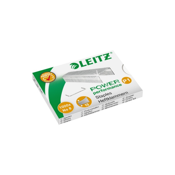 20 Stück Leitz Heftklammern P1 Power Performance Nr. 8 (6/4), 5578-00-00, Stahldraht verzinkt, Heftleistung 15 Blatt max. 4002432357451 Leitz 1000 Stück