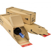 Flaschenkarton CP181.101 braun, f&uuml;r 1 Flasche, innen 74x74x305mm, Kraftliner Wellpappe