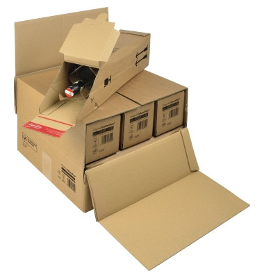 Flaschenkartonumverpackung CP181.006 30017899 braun, für 3 dicke oder 6 schmale Flaschenkartons (z. B. CP181101), innen 375x365x Flaschenkartonumverpackung CP181.006 30017899 braun, für 3 dicke oder 6 schmale Flaschenkartons (z. B. CP181101), innen 375x365x