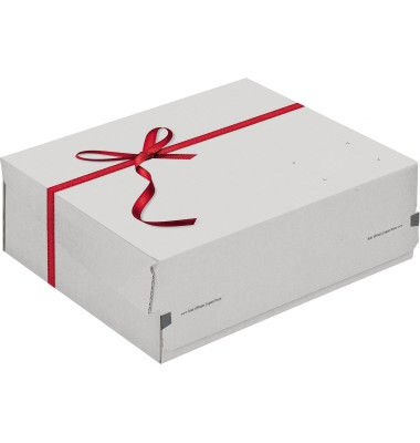 Versandkarton Geschenkbox small CP068.92/02 30011637 weiß, für Geschenke, innen 241x166x94mm, Wellpappe