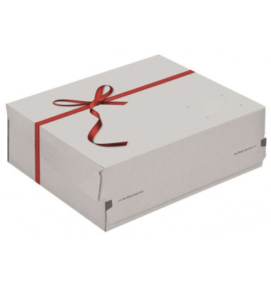Spezialversandkarton Geschenkbox Medium CP068.96/02 wei&szlig;, f&uuml;r Geschenke, innen 363x290x125mm, Wellpappe