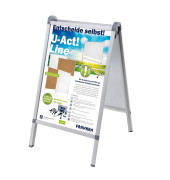 Kundenstopper Outdoor PRO BS1309, A1, 64 x 110 x 76 cm, Klemmprofiltechnik, wetterfest, silber