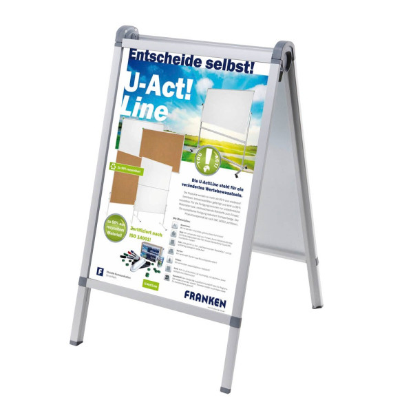 4016946223508 - Kundenstopper Outdoor PRO BS1309 A1 64 x 110 x 76 cm Klemmprofiltechnik wetterfest silber 4016946223508 Franken