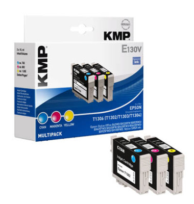 Tintenpatrone 1618,4050 E130V wie T1302/3/4 c/m/y 3 St./Pack. Tintenpatrone 1618,4050 E130V wie T1302/3/4 c/m/y 3 St./Pack.