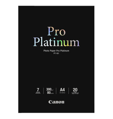 Fotopapier PT-101 Pro Platinum 2768B016, A4, für Inkjet, 300g weiß glänzend einseitig bedruckbar