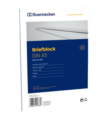 Briefblock 2312 DIN A5 70g kariert 50Blatt weiß