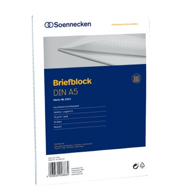 Briefblock 2313 DIN A5 70g rautiert 50Blatt weiß