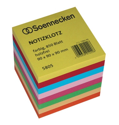 Zettelklotz 5805, 90x90mm, geleimt, farbig sortiert, Papier, 850 Blatt Zettelklotz 5805, 90x90mm, geleimt, farbig sortiert, Papier, 850 Blatt