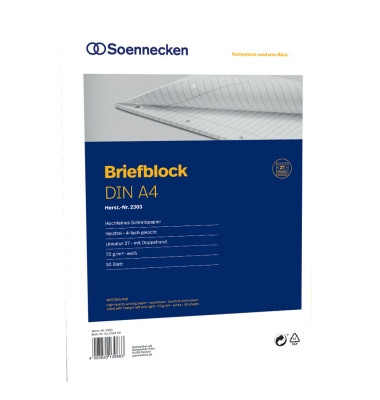 Briefblock 2303 DIN A4 gelocht Lineatur27 liniert 50Blatt
