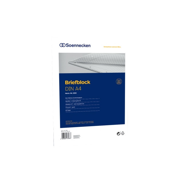 4003630139863 - Briefblock 2303 Lineatur 23   rautiert A4 70g weiß 50 Blatt 4003630139863 Soennecken