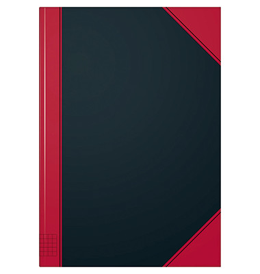 Chinakladde 86-5523301, schwarz/rot, A4, kariert, 70g, 96 Blatt / 192 Seiten