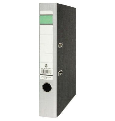 Ordner Gr&uuml;ner Balken 120007080, A4 50mm schmal Karton schwarz/grau