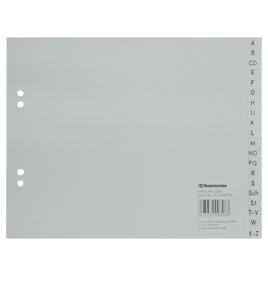 Kunststoffregister 1520 A-Z A4 halbe Höhe 0,12mm graue Taben 20-teilig
