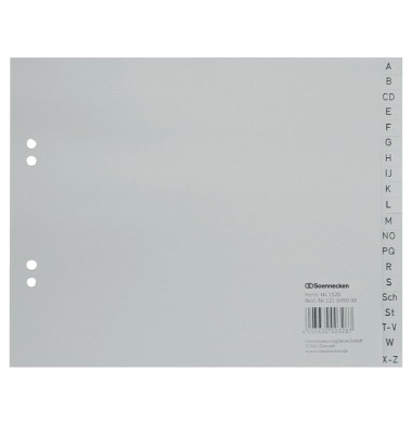 Kunststoffregister 1520, A bis Z, A4 halbe Höhe, 120µm, graue Taben, 20-teilig