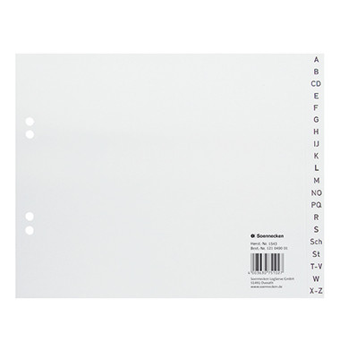 Kunststoffregister 1543 A-Z A4 halbe Höhe 0,12mm weiße Taben 20-teilig