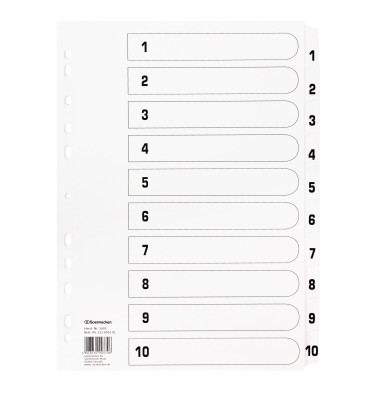 Kartonregister 1605 1-10 A4 170g weiße Taben 10-teilig