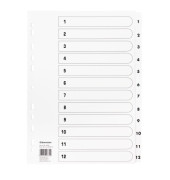 Kartonregister 1606, 1 bis 12, A4, 170 g/m&sup2;, wei&szlig;e Taben, 12-teilig