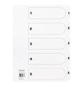 Kartonregister 1604, 1 bis 5, A4, 170 g/m&sup2;, wei&szlig;e Taben, 5-teilig