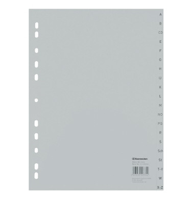 Kunststoffregister 1524, A bis Z, A4, 120&micro;m, graue Taben, 20-teilig
