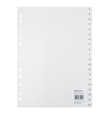 Kunststoffregister 1544 A-Z A4 0,12mm weiße Taben 20-teilig