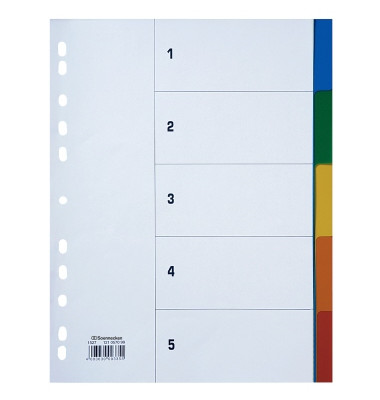 Kunststoffregister 1527 blanko A4 0,115mm farbige Taben 5-teilig