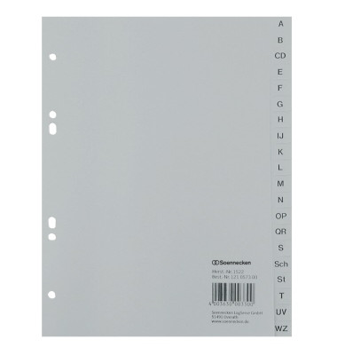 Kunststoffregister 1522, A bis Z, A5, 120µm, graue Taben, 20-teilig