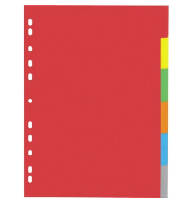 Kartonregister 31061-20, 6-teilig blanko, A4, 225 g/m&sup2;, farbige Taben, 6-teilig