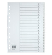 Kunststoffregister 2125, 1 bis 31, A4, 120µm, weiße Taben, 31-teilig