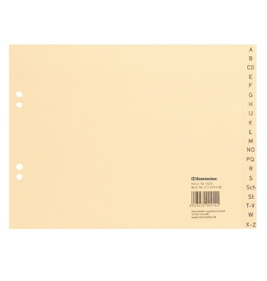 Kartonregister 1920, A bis Z, A4 halbe H&ouml;he, 100 g/m&sup2;, chamois Taben, 20-teilig