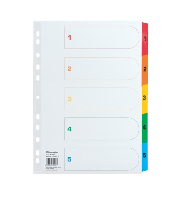 Kartonregister 1578, 1 bis 5, A4, 170 g/m², farbige Taben, 15-teilig