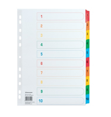 Kartonregister 1579, 1 bis 10, A4, 170 g/m², farbige Taben, 10-teilig