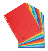 Kartonregister 2412E, 12-teilig blanko, A4+, 225 g/m&sup2;, farbige Taben, 12-teilig