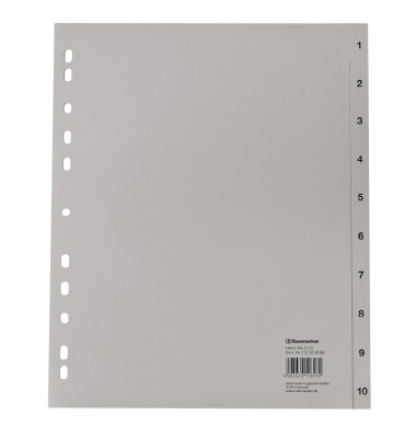 Kunststoffregister 2132, 1 bis 10, A4+, 120&micro;m, graue Taben, 10-teilig