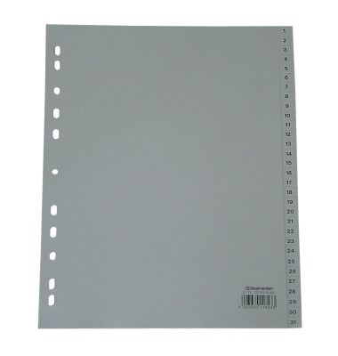 Kunststoffregister 2135, 1 bis 31, A4+, 120µm, graue Taben, 31-teilig
