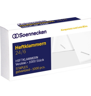 Heftklammern 24/6, 3151, Stahldraht verzinkt, Heftleistung 30 Blatt