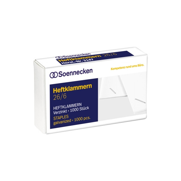 4003630123442 - Heftklammern 3147 Stahldraht verzinkt 26 6 Heftleistung 30 Blatt max  4003630123442 1000 Stück