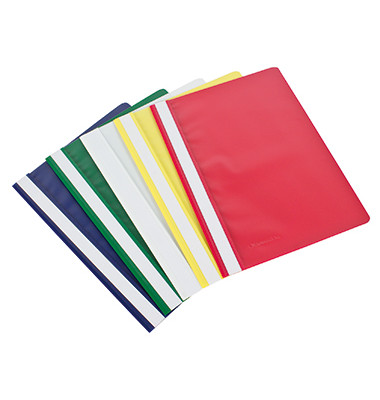 Schnellhefter 2970, A4, je 2 x weiß/gelb/grün/rot/dunkelblau, Polypropylen (PP), Vorderdeckel transparent