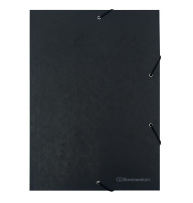 Eckspannmappe 1489, A4 schwarz Karton 390g, mit 3 Einschlagklappen