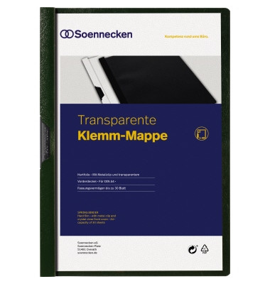 Klemmhefter 3318, A4 grün, für ca. 30 Blatt, Polyvinylchlorid (PVC)