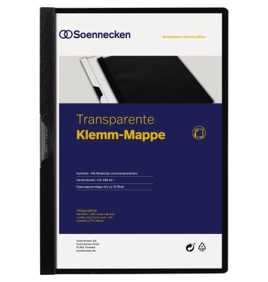 Klemmhefter Winter Smell 3320, A4 schwarz, f&uuml;r ca. 30 Blatt, Polyvinylchlorid (PVC) 80g