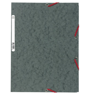 Eckspannmappe 55511E, A4 grau Karton 400g, mit 3 Einschlagklappen