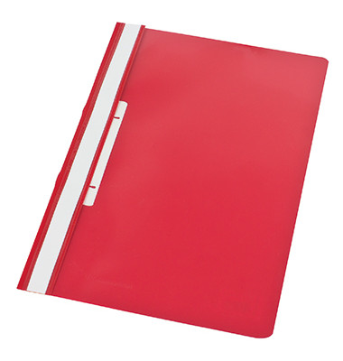 Schnellhefter 1421, A4, rot, Polyvinylchlorid (PVC), 80g, Vorderdeckel transparent