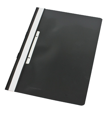 Schnellhefter PVC-Kunststoff-Schnellhefter-Serie 1424, A4, schwarz, Polyvinylchlorid (PVC), 80g, Vorderdeckel transparent