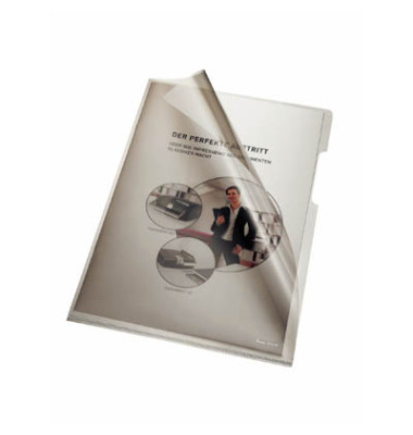 Sichthüllen 205000GR, A4, grau, klar glatt, oben & rechts offen, 