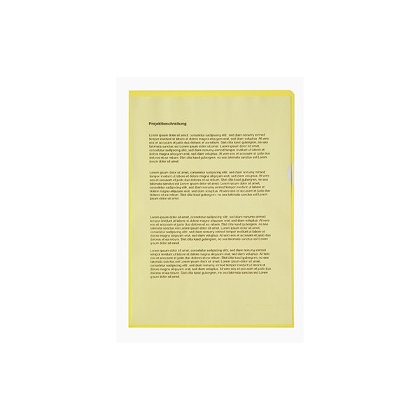 4003630756121 - Sichthüllen 1512 A4 gelb transparent genarbt oben & rechts offen 012mm 4003630756121 100 Stück